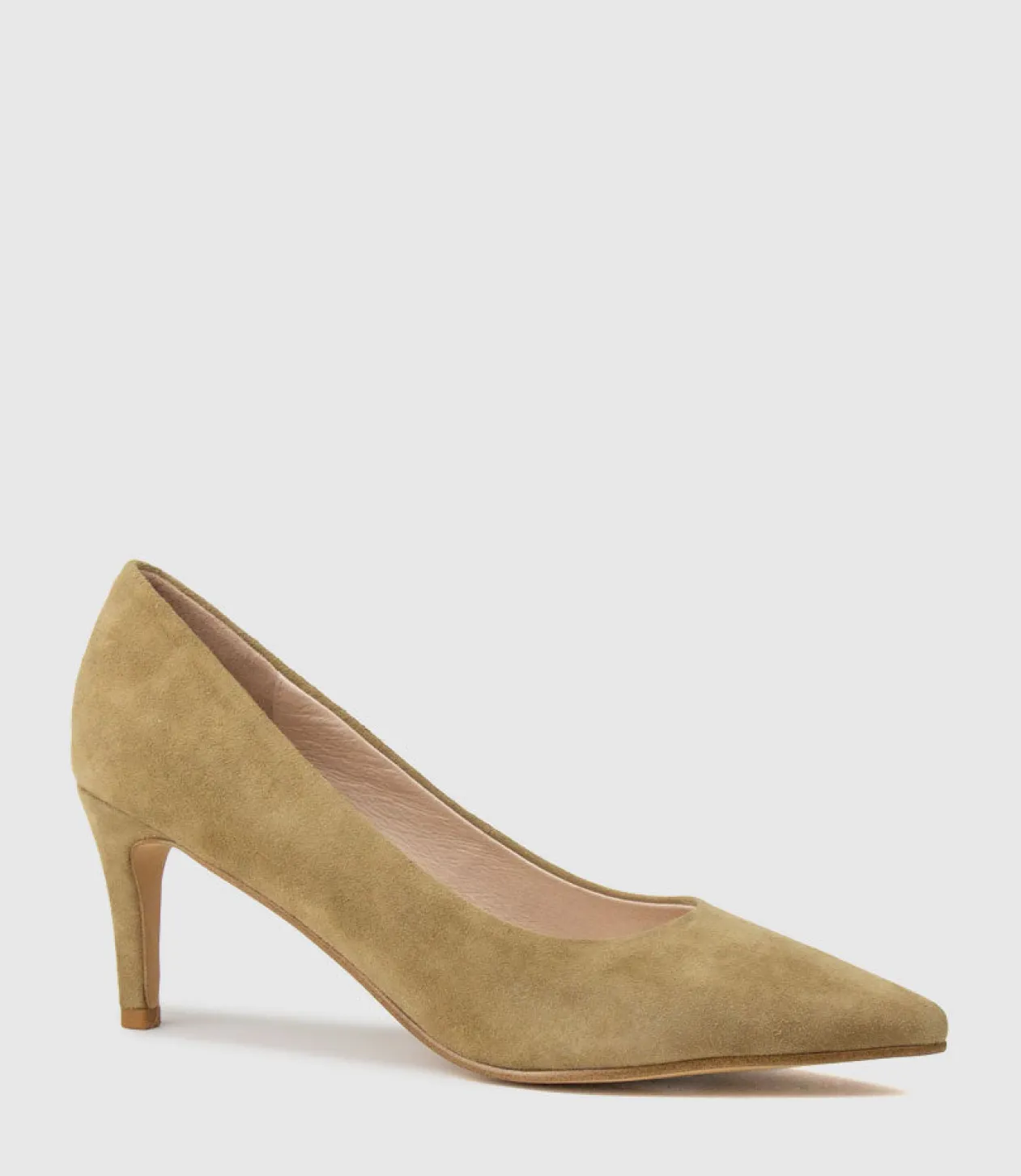 Adria 75Mm Pointed Toe Pump In Camel Suede