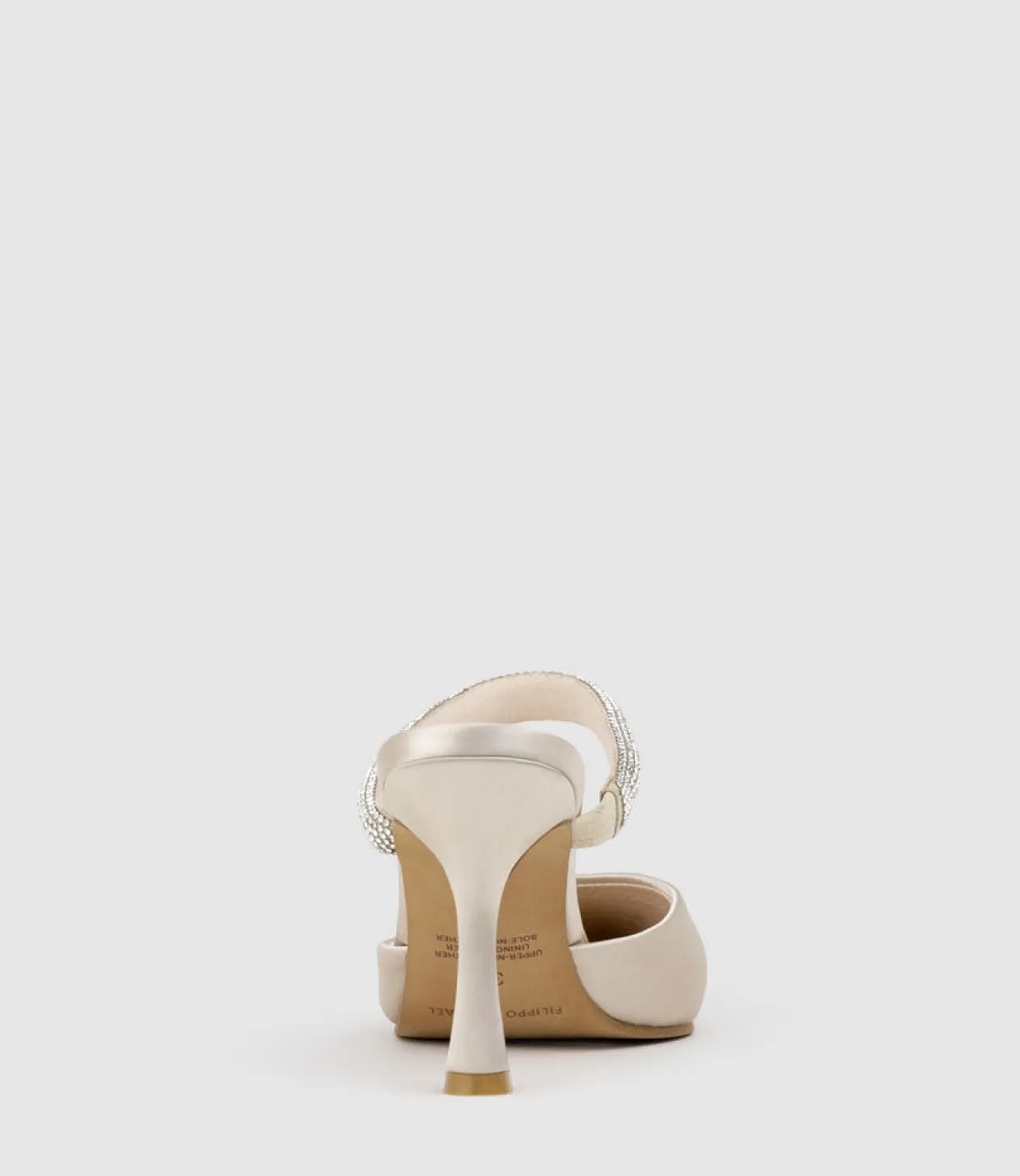 Alexa85 Closed Toe Slide With Diamante Band In Champagne Satin
