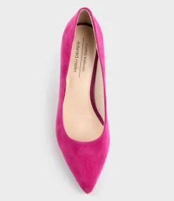 Amos85 Pump With Louis Heel In Hot Pink Suede