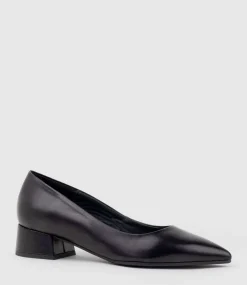 Andrea40 Pointed Block Heel Pump In Black