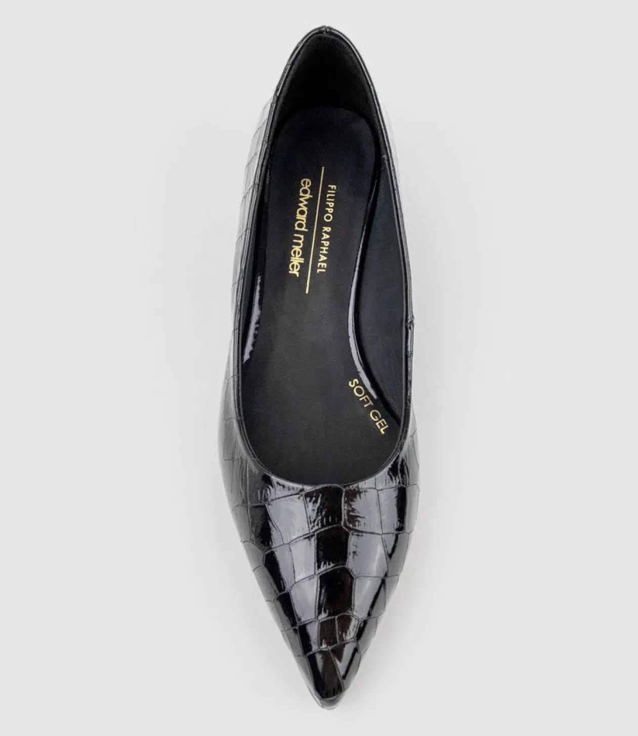 Andrea40 Pointed Block Heel Pump In Black Croc