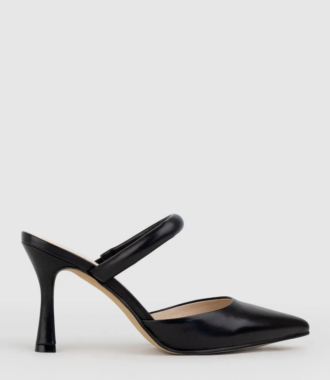 Ashe85 Closed Toe Slide In Black Baby Calf