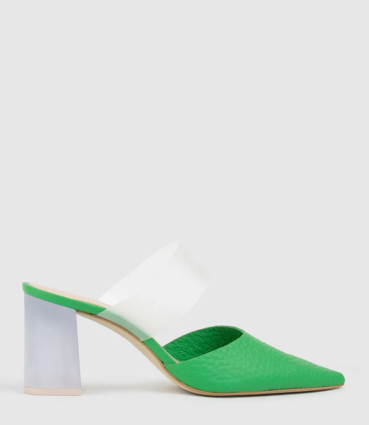 Astilla80 Closed Toe Slide With Frosted Heel In Green