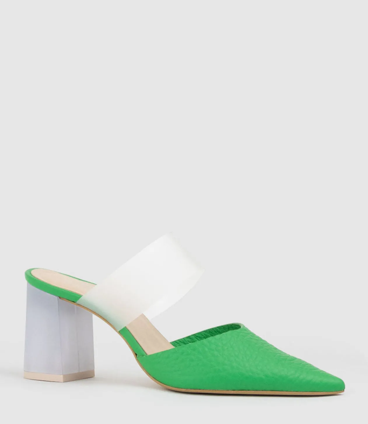 Astilla80 Closed Toe Slide With Frosted Heel In Green