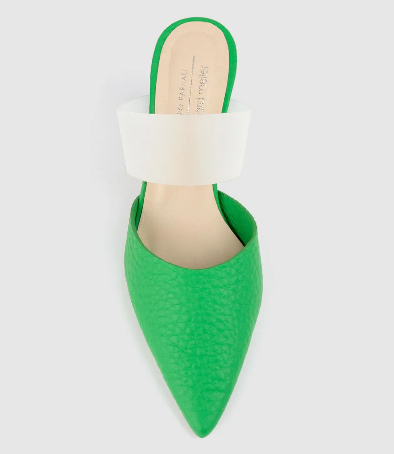 Astilla80 Closed Toe Slide With Frosted Heel In Green