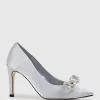 Astiria90 Pump With Crystal Bow In Silver Satin