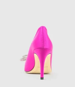 Astiria90 Pump With Crystal Bow In Hot Pink Satin