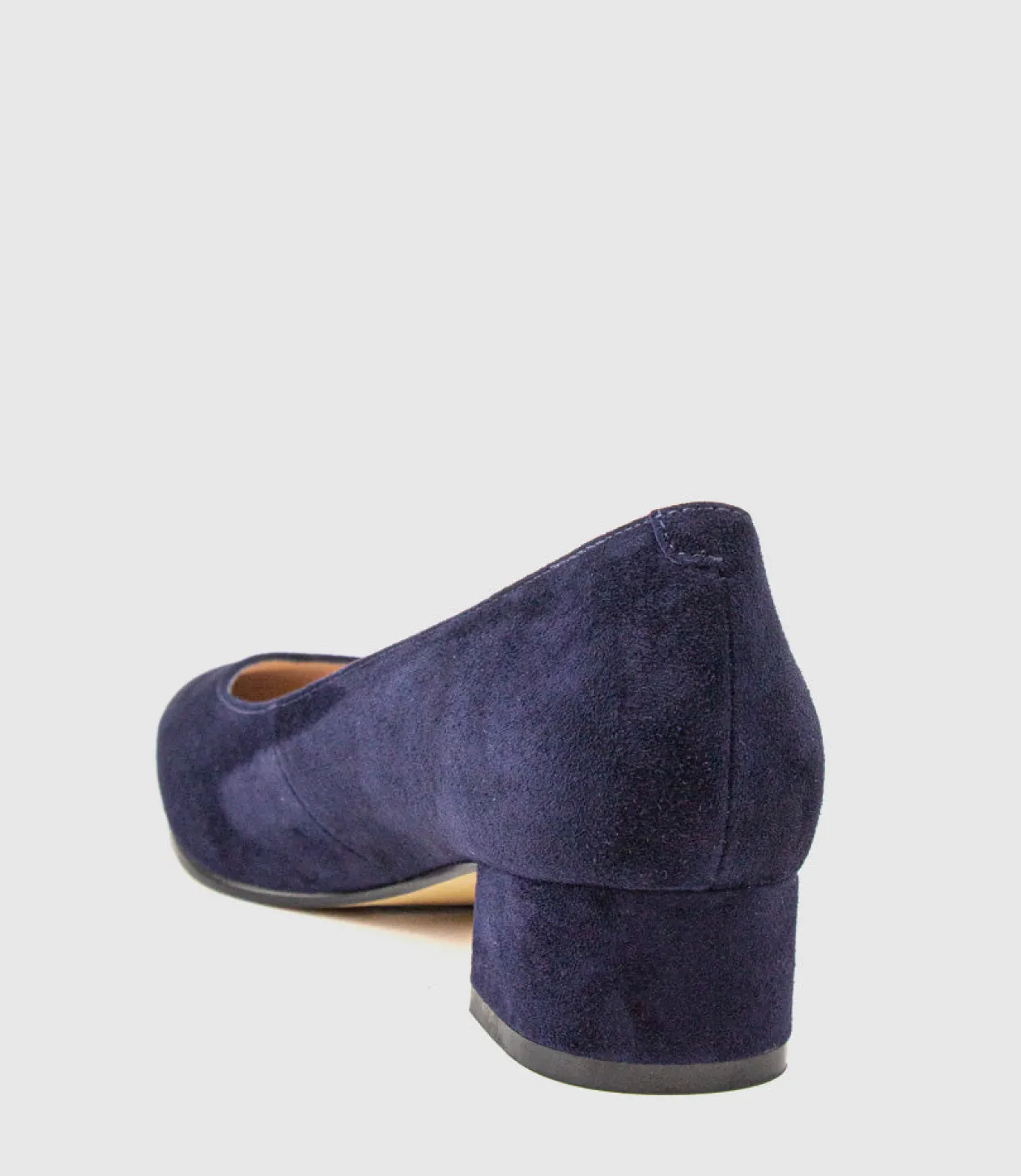Audrey35 Low Block Heel Pump In Navy Suede