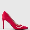 Avery100 Pump With Mesh Detail In Red Suede