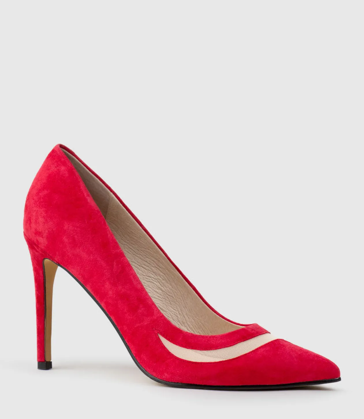 Avery100 Pump With Mesh Detail In Red Suede