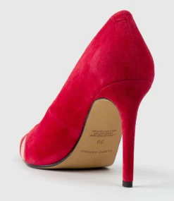 Avery100 Pump With Mesh Detail In Red Suede