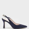 Azalia85 Slingback Pump With Diamond Band In Navy Suede