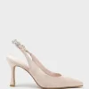 Azalia85 Slingback Pump With Diamond Band In Blush Suede