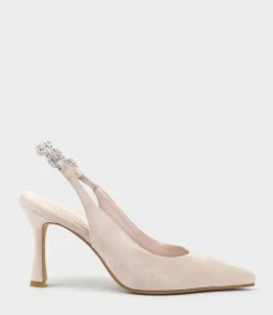Azalia85 Slingback Pump With Diamond Band In Blush Suede