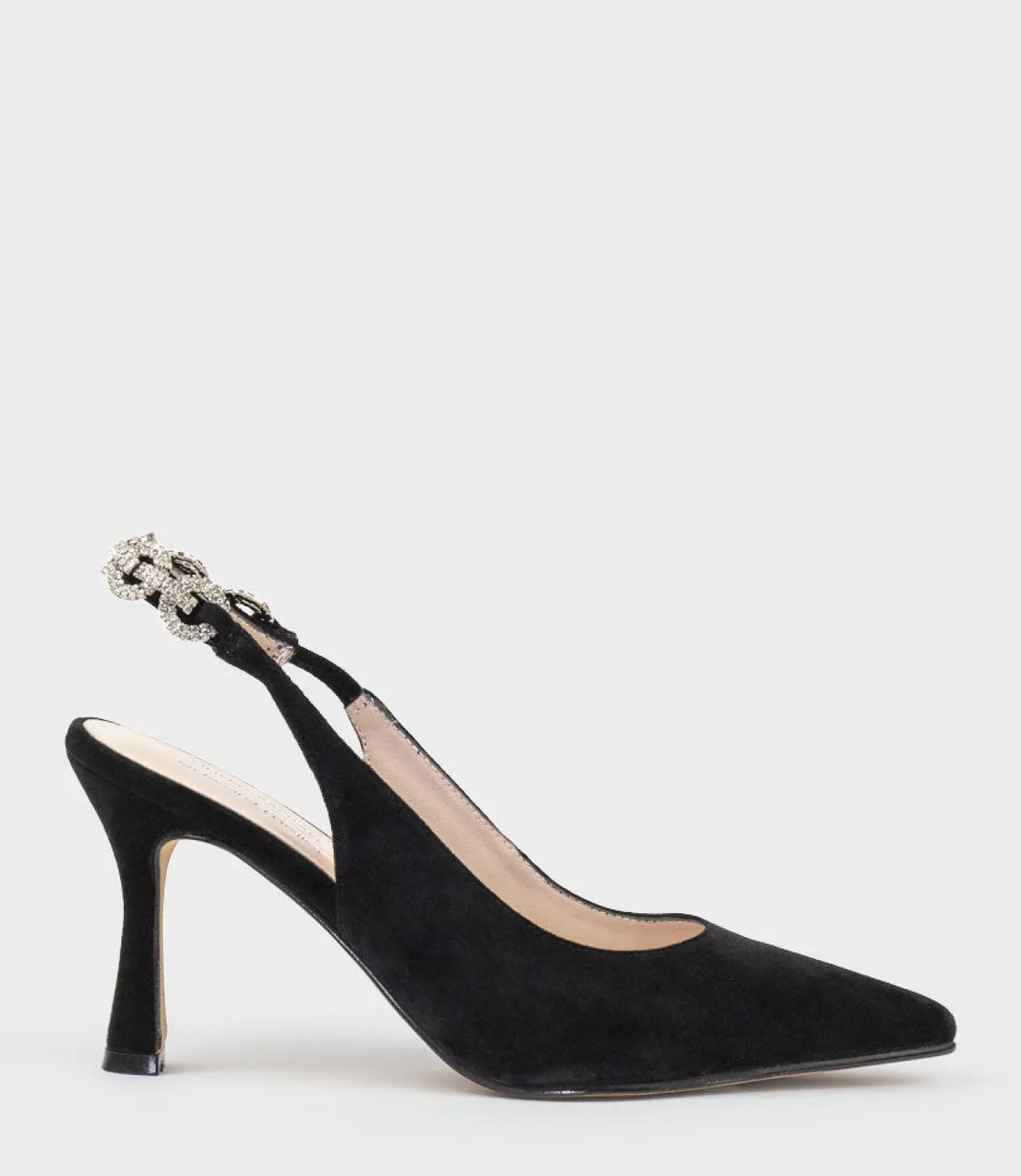 Azalia85 Slingback Pump With Diamond Band In Black Suede