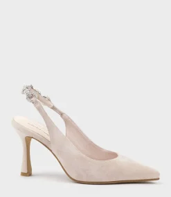 Azalia85 Slingback Pump With Diamond Band In Blush Suede