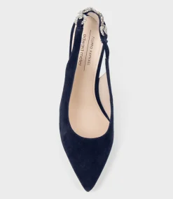 Azalia85 Slingback Pump With Diamond Band In Navy Suede