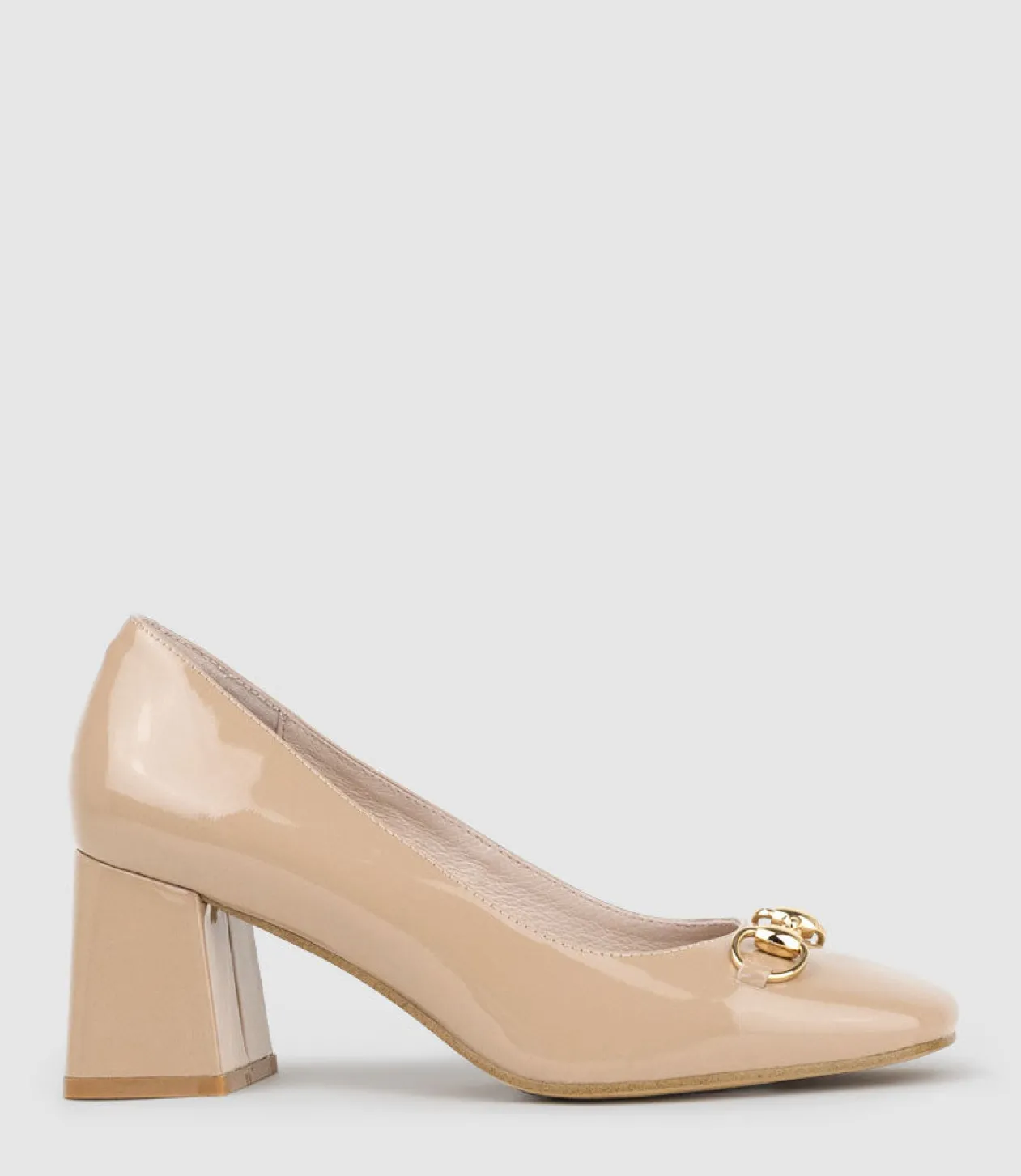 Blythe65 Square Toe Pump With Hardware In Nude Patent