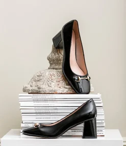 Blythe65 Square Toe Pump With Hardware In Black Patent