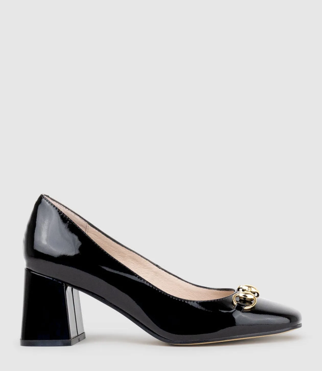 Blythe65 Square Toe Pump With Hardware In Black Patent