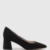 Brooke65 Pointed Block Heel Pump In Black Suede