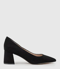 Brooke65 Pointed Block Heel Pump In Black Suede