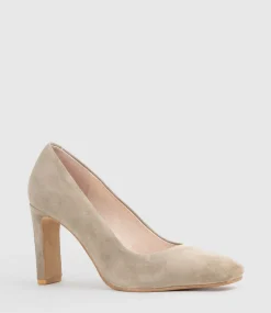 Brooklyn85 Square Toe Pump In Latte Suede