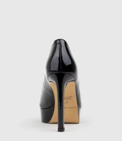Cadie110 Open Toe Platform Pump In Black Patent