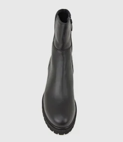 Calista Elastic Back Flat Ankle Boot In Black