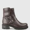 Carly Double Buckle Biker Boot In Espresso
