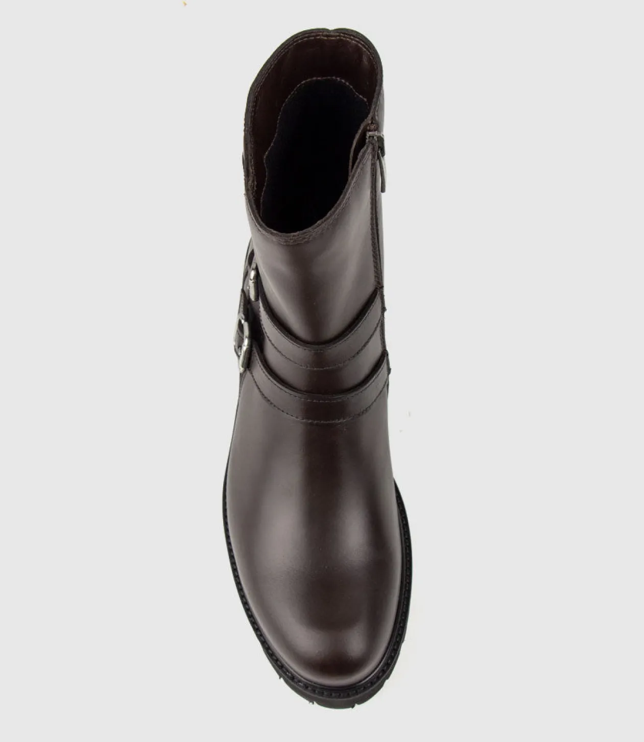 Carly Double Buckle Biker Boot In Espresso