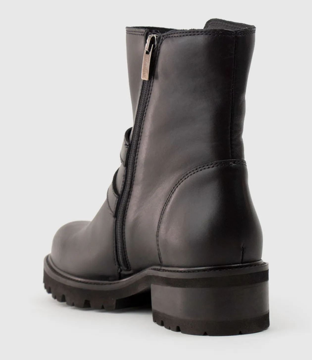 Carly Double Buckle Biker Boot In Black