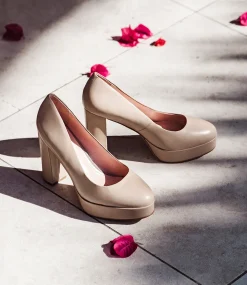 Chilli110 Platform Pump In Nude Baby Calf