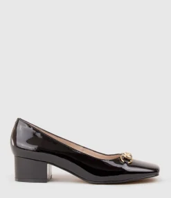 Christine45 Block Heel Pump With Hardware In Black Patent