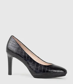 Clarice85 Pump On Unit In Black Croc