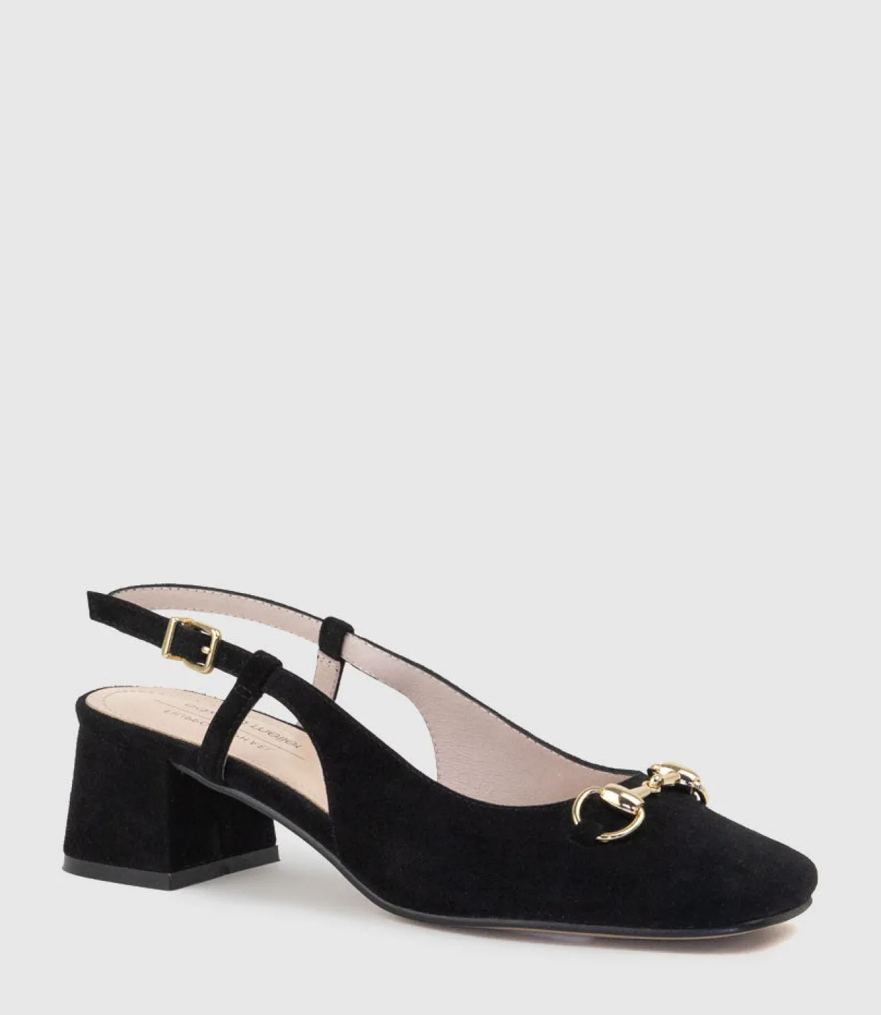 Clementine45 Closed Toe Sling With Hardware In Black Suede