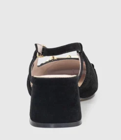 Clementine45 Closed Toe Sling With Hardware In Black Suede