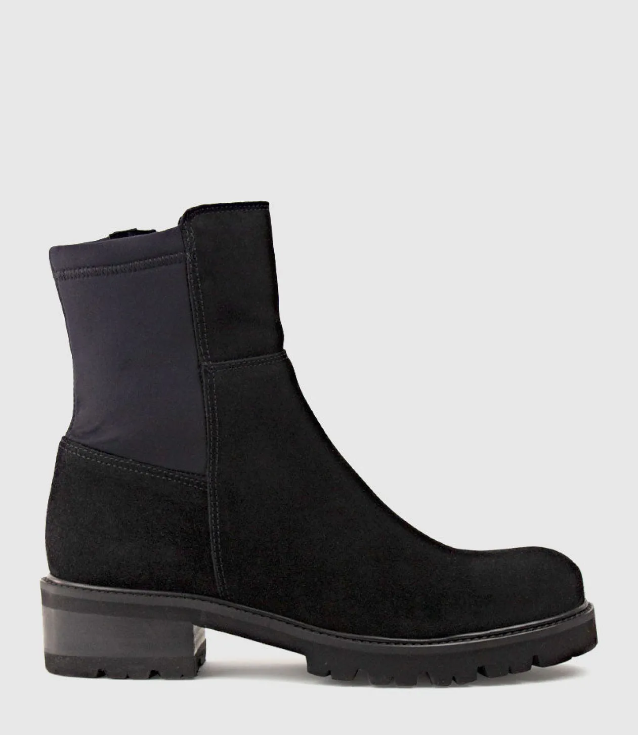 Colette Ankle Boot With Micro Stretch Back In Black Suede
