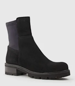 Colette Ankle Boot With Micro Stretch Back In Black Suede