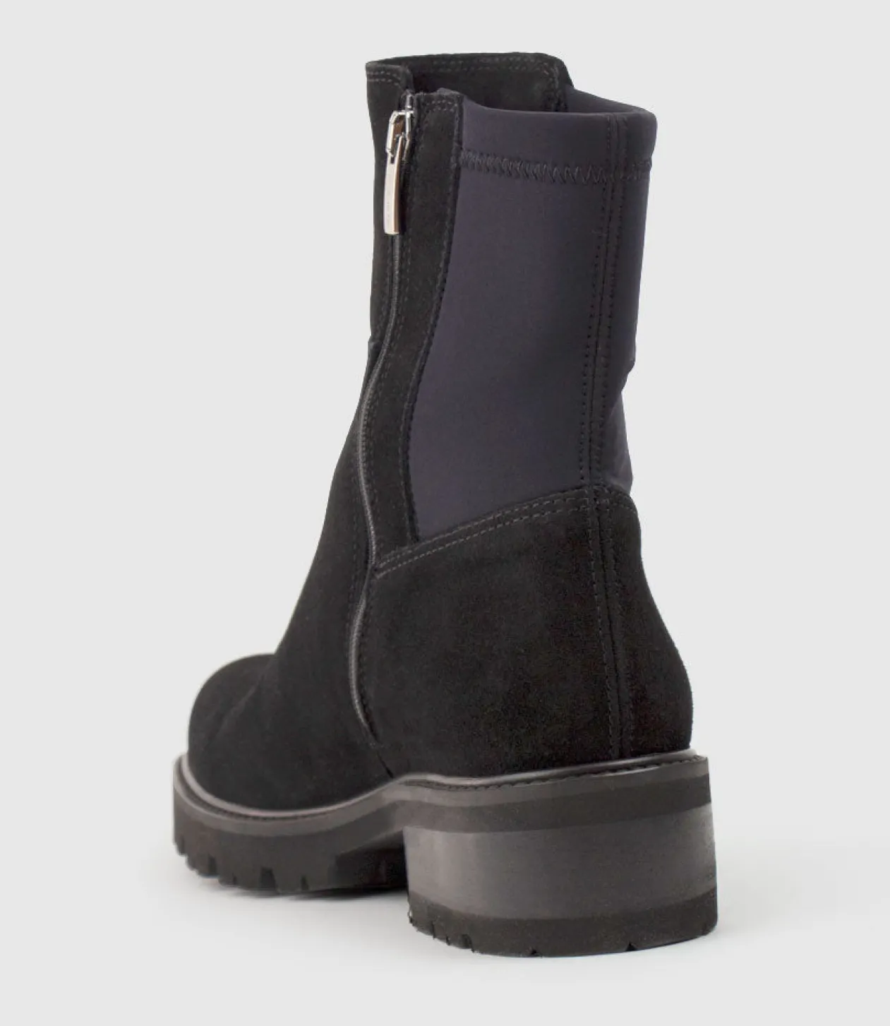 Colette Ankle Boot With Micro Stretch Back In Black Suede