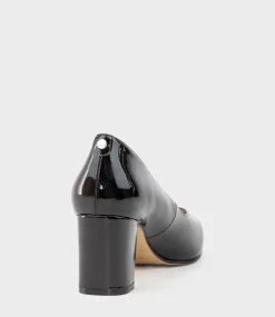 Cordelia60 Pointed Block Heel Pump In Black Patent