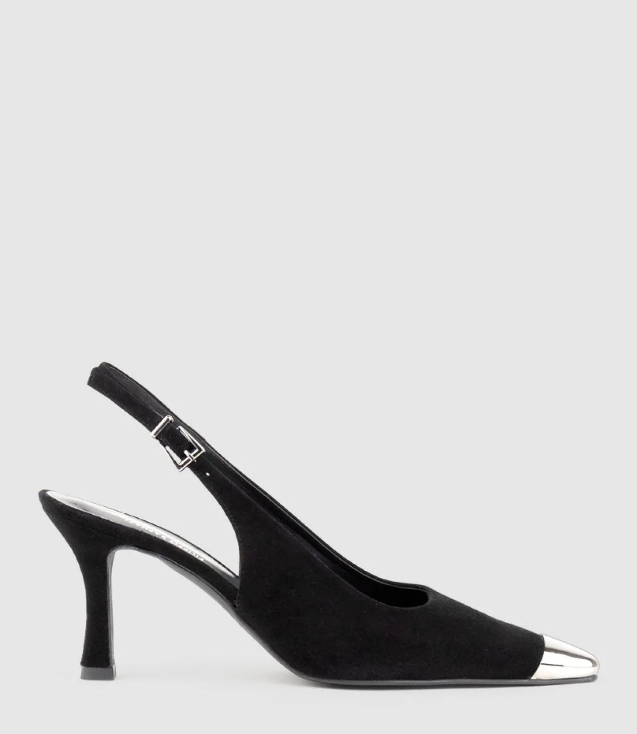 Delina75 Cap Toe Slingback Pump In Black Suede