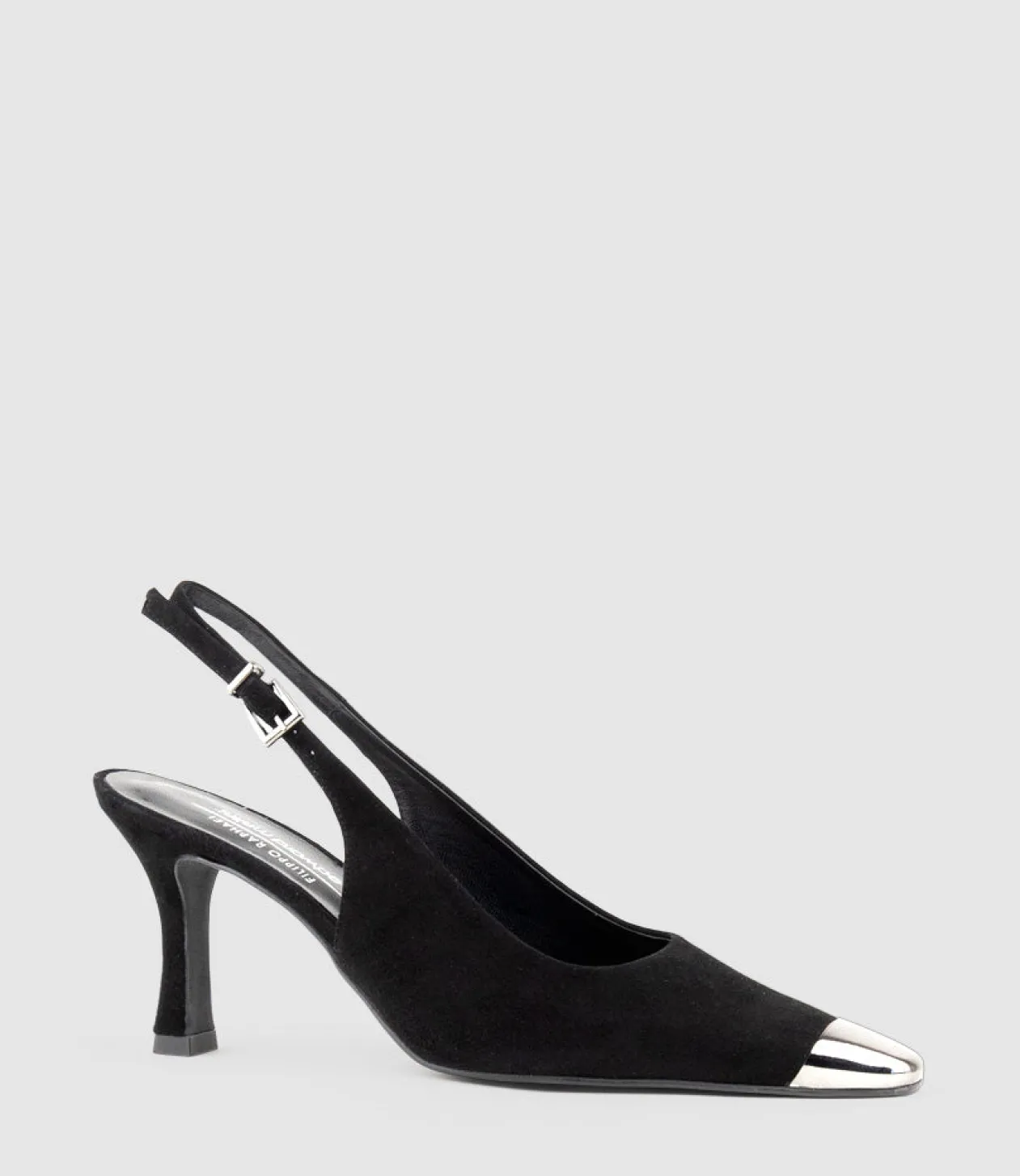 Delina75 Cap Toe Slingback Pump In Black Suede