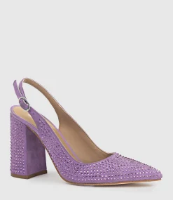 Demi100 Crystal Slingback Pump In Lilac Suede