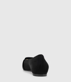 Destraflat Pointed Ballet With Buckle In Black Suede