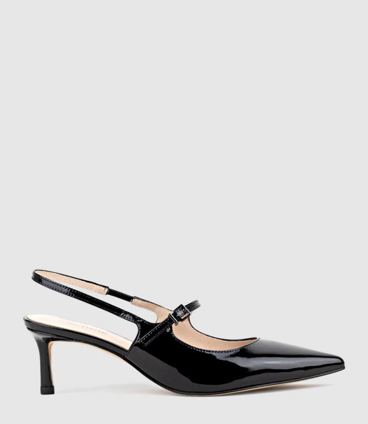Dove55 Slingback With Strap In Black Patent