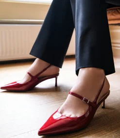 Dove55 Slingback With Strap In Ruby Patent