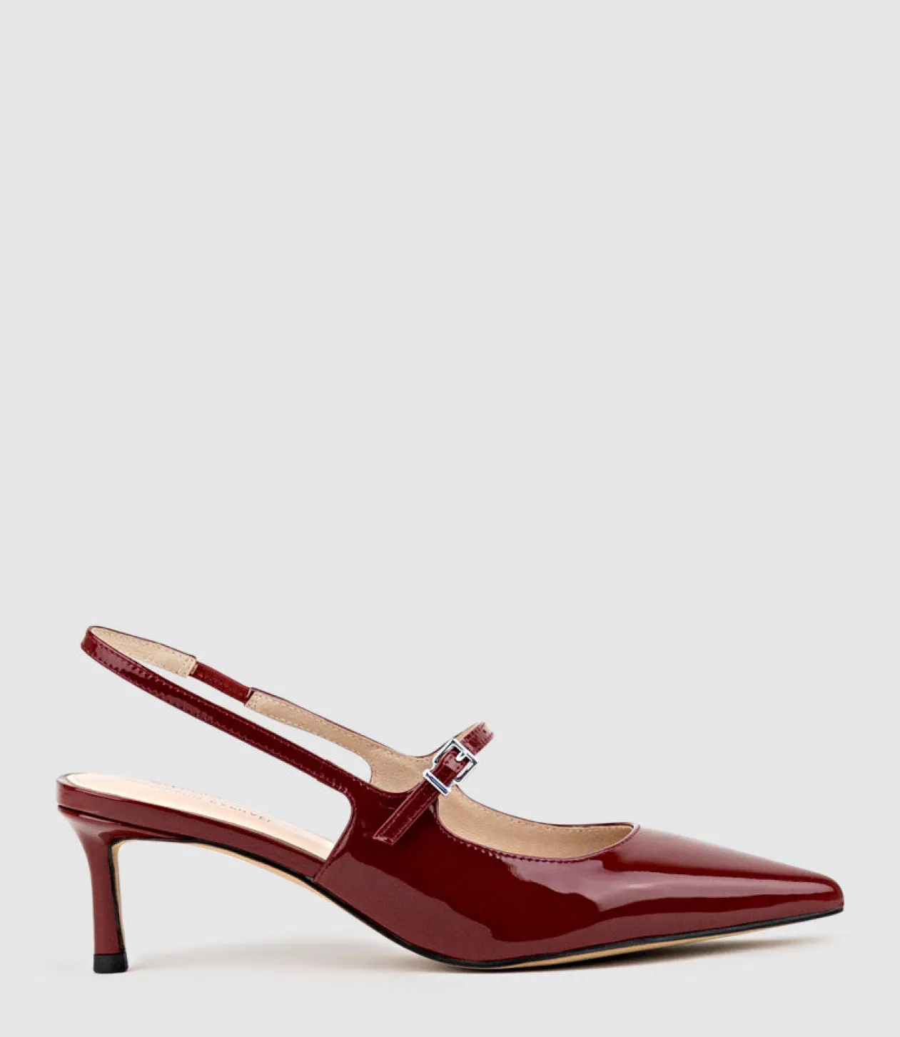 Dove55 Slingback With Strap In Ruby Patent