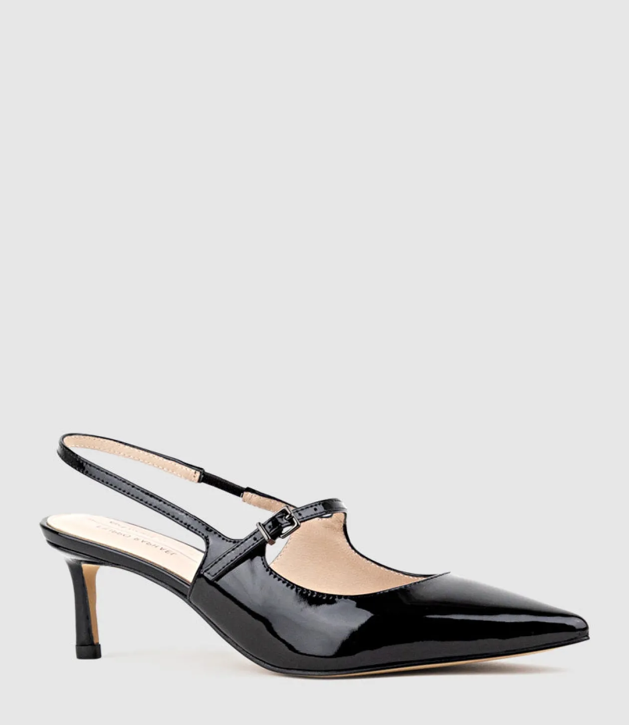 Dove55 Slingback With Strap In Black Patent