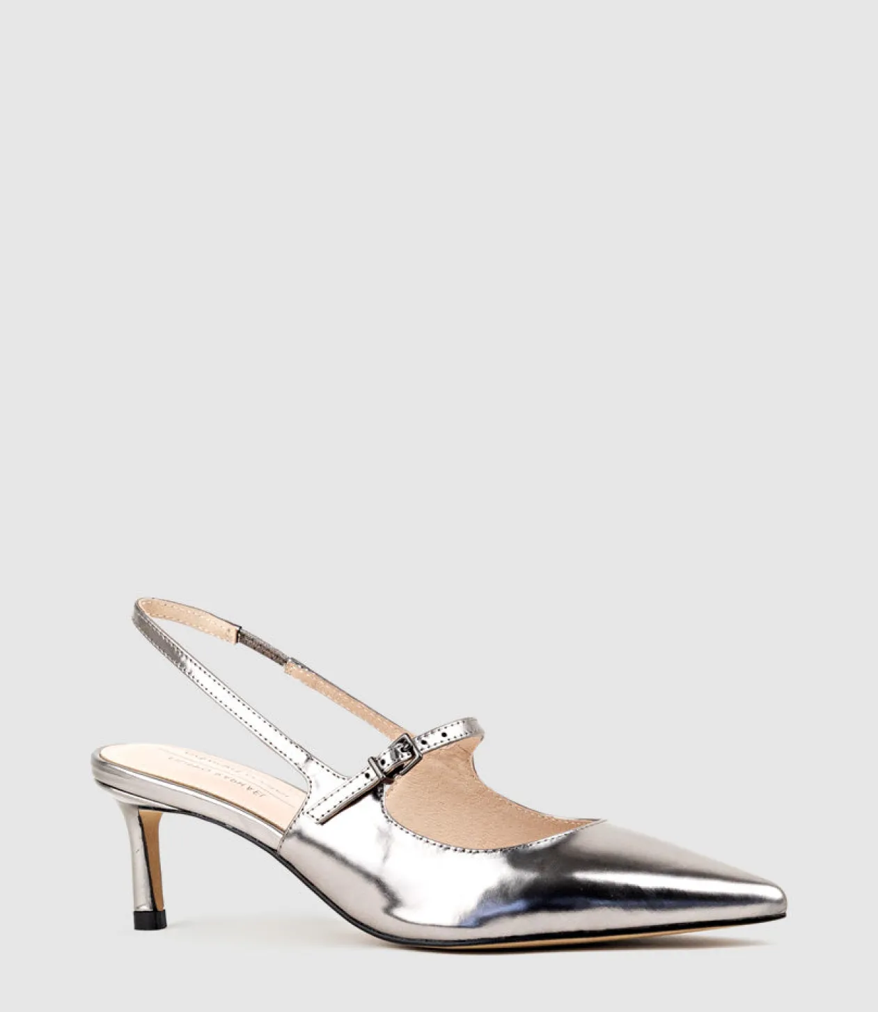Dove55 Slingback With Strap In Pewter High Shine